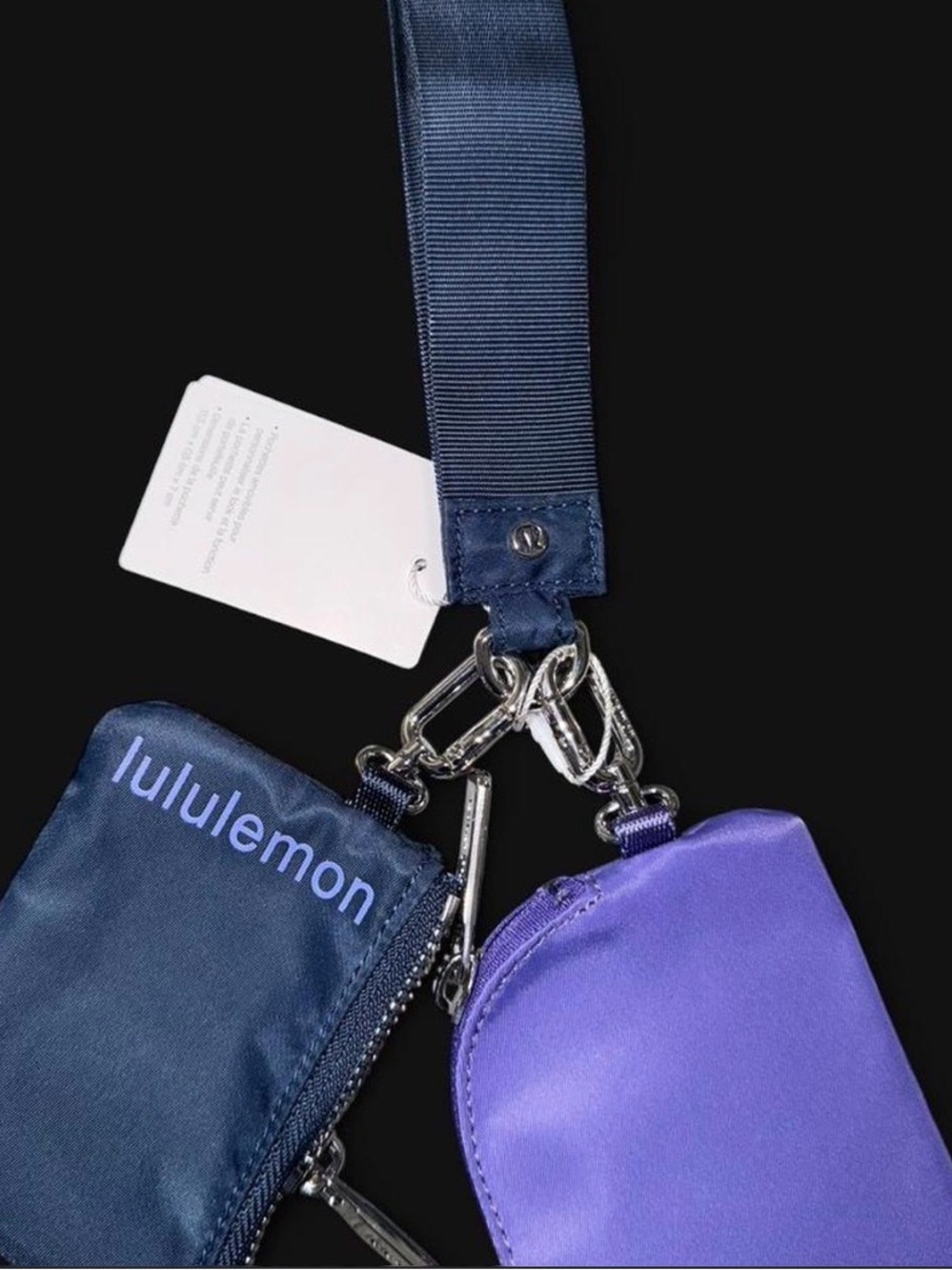 lululemon athletica navy and purple wristlet keychain pouches